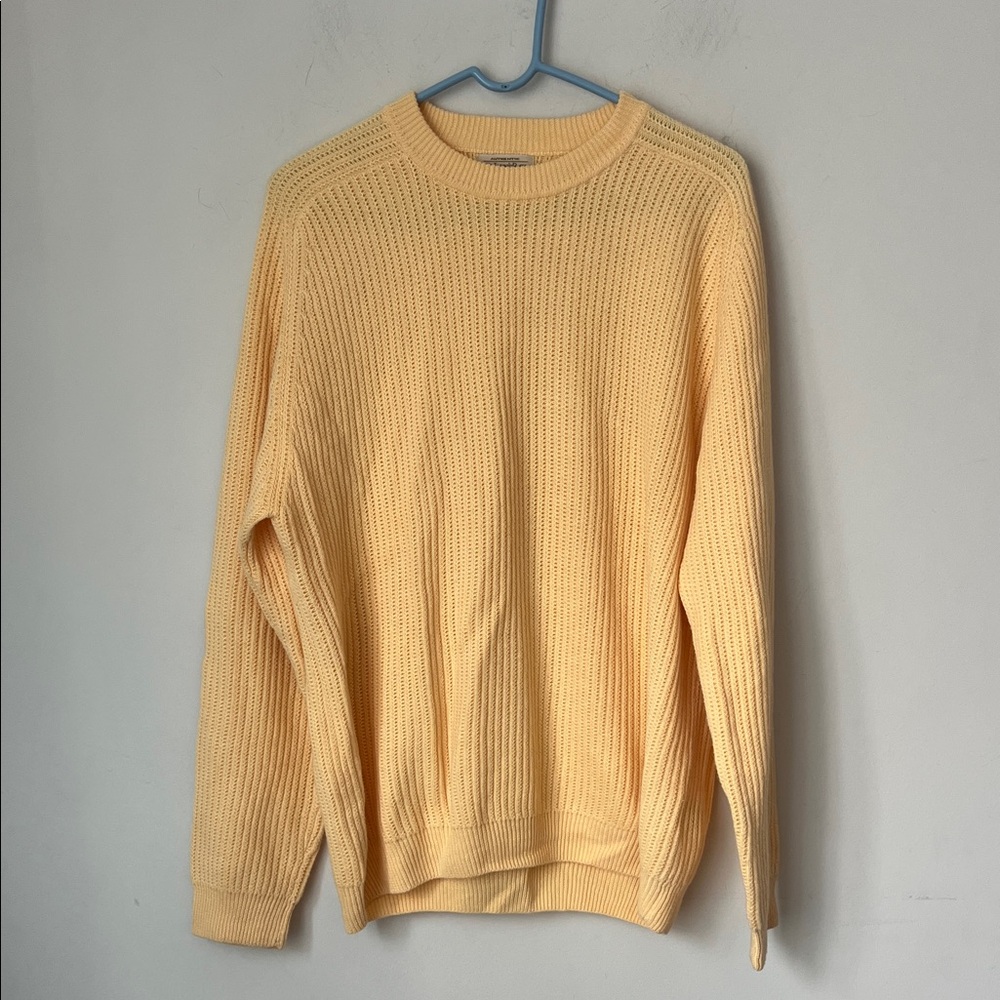 Vtg 90s St Johns Bay Men’s Cable Knit Crewneck Yellow Fisherman Sweater Size M♟️